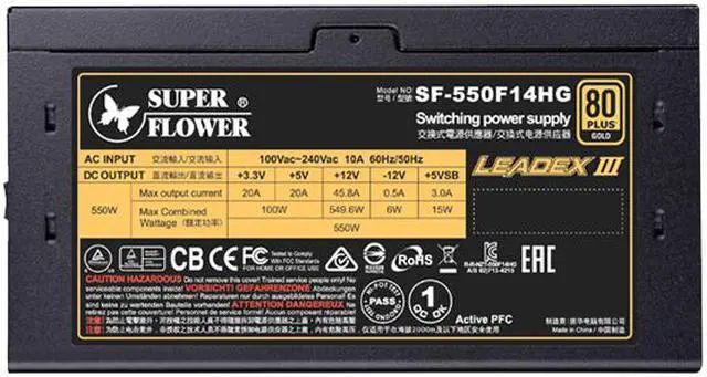 Alt view image 3 of 7 - Super Flower Leadex III 550W 80+ Gold, 10 Years Warranty, Three-Way ECO Mode Fanless, Silent & Cooling Mode, FDB Fan, Full Modular Power Supply, Dual Over Power Protection, SF-550F14HG
