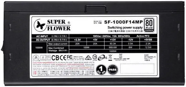 Alt view image 5 of 7 - Super Flower Leadex Platinum SE 1000W 80+ Platinum, 10 Years Warranty, ECO Fanless & Silent Mode, Full Flat Ribbon Modular Power Supply, Dual Ball Bearing Fan, SF-1000F14MP V2