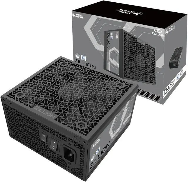 Main image of Super Flower Zillion FP 1200W Cybenetics Platinum, Full Modular Embossed Cables, ATX 3.1 / PCIe 5.1, W/12V-2x6 Native Cable, Power Supply, FDB Fan, SF-1200Z12FG, Black version