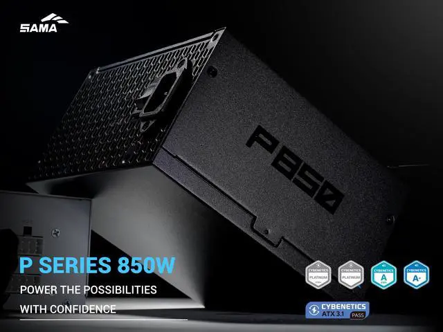 Alt view image 7 of 12 - SAMA P850W ATX 3.1 Power Supply, 850W, Cybenetics Platinum Standards, PCIE 5.1 Ready, Full Modular, 850W Gaming PSU, Premium Japanese Capacitor, FDB Fan, Black version