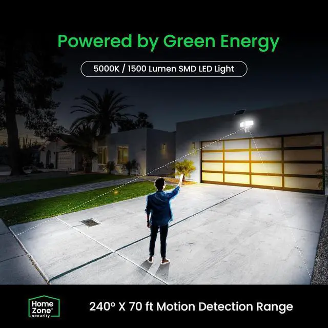 Alt view image 6 of 7 - Home Zone Security 2 Pack Solar Floodlights Outdoor with Motion Sensor 40 x 180°, 1500 Lumens, 5000K Bright White, Dusk to Dawn, Aluminum Adjustable Heads, Waterproof Flood Lights Backyard Patio