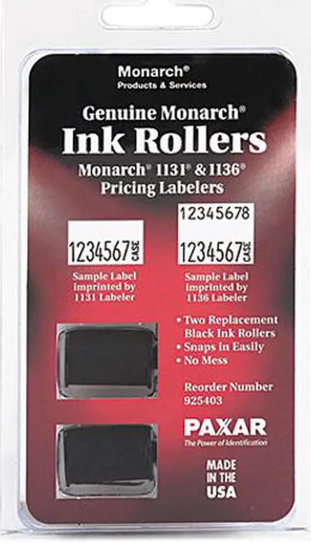 Main image of Monarch Replacement Ink Rollers for 1131/1136 Pricing Labelers, Black, 2 per Pack (925403)