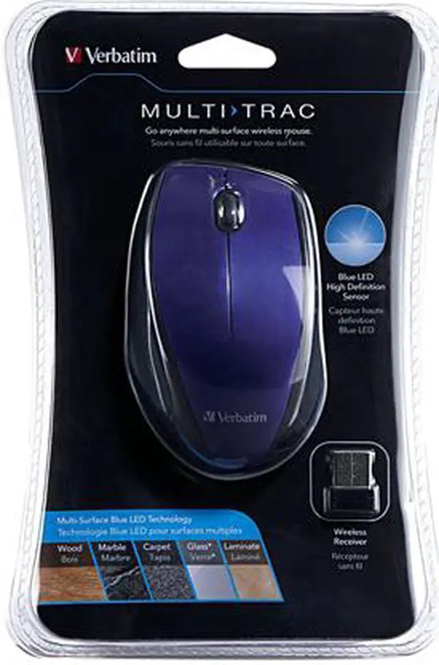 Alt view image 3 of 3 - Verbatim Wireless Multi-Trac Blue LED Optical Mouse - Purple