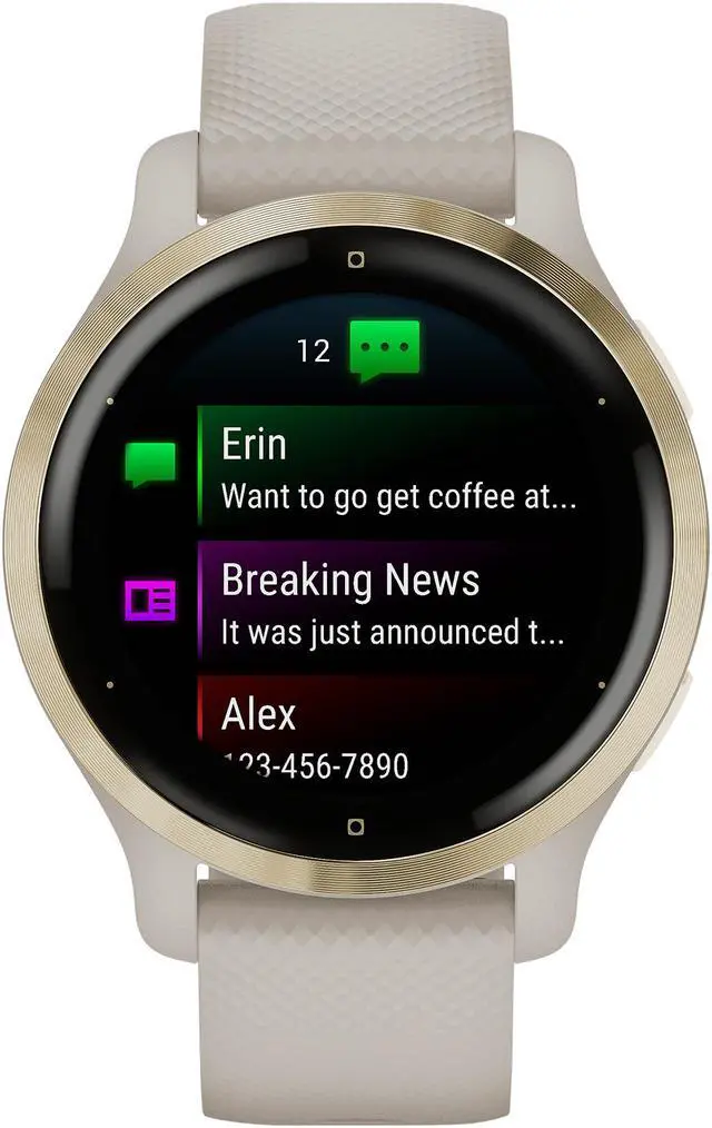 Alt view image 4 of 9 - Garmin Venu 2S, Smaller-Sized GPS Smartwatch with Advanced Health Monitoring and Fitness Features, Light Gold Stainless Steel Bezel with Light Sand Case and Silicone Band (010-02429-01)