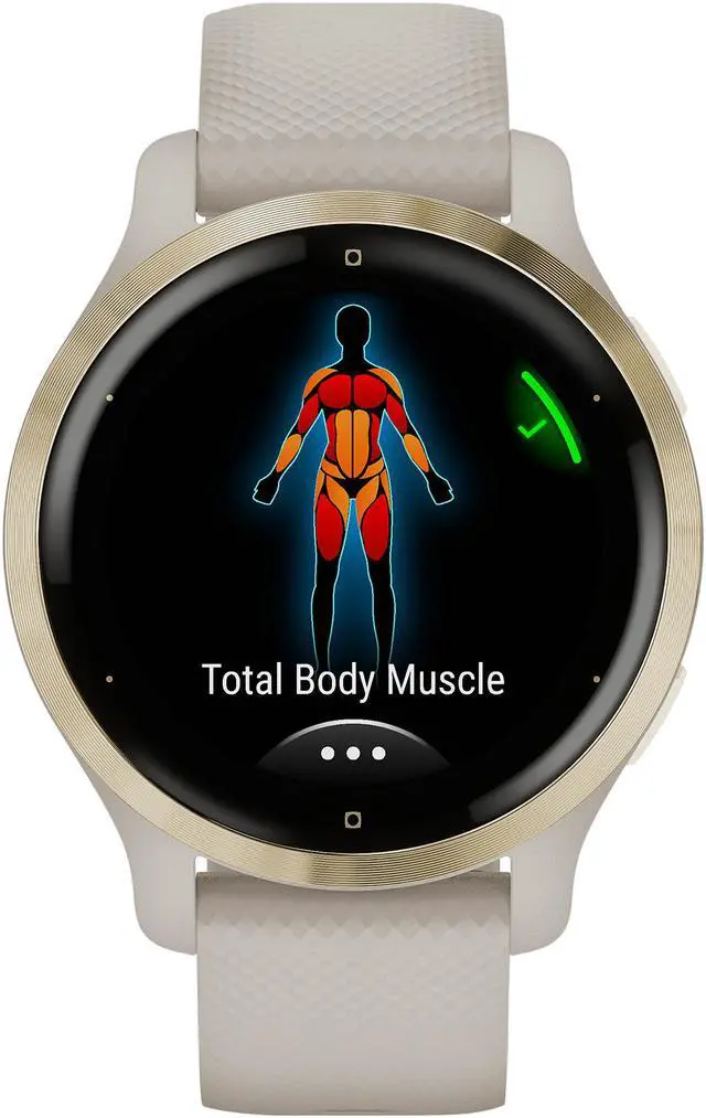 Alt view image 6 of 9 - Garmin Venu 2S, Smaller-Sized GPS Smartwatch with Advanced Health Monitoring and Fitness Features, Light Gold Stainless Steel Bezel with Light Sand Case and Silicone Band (010-02429-01)