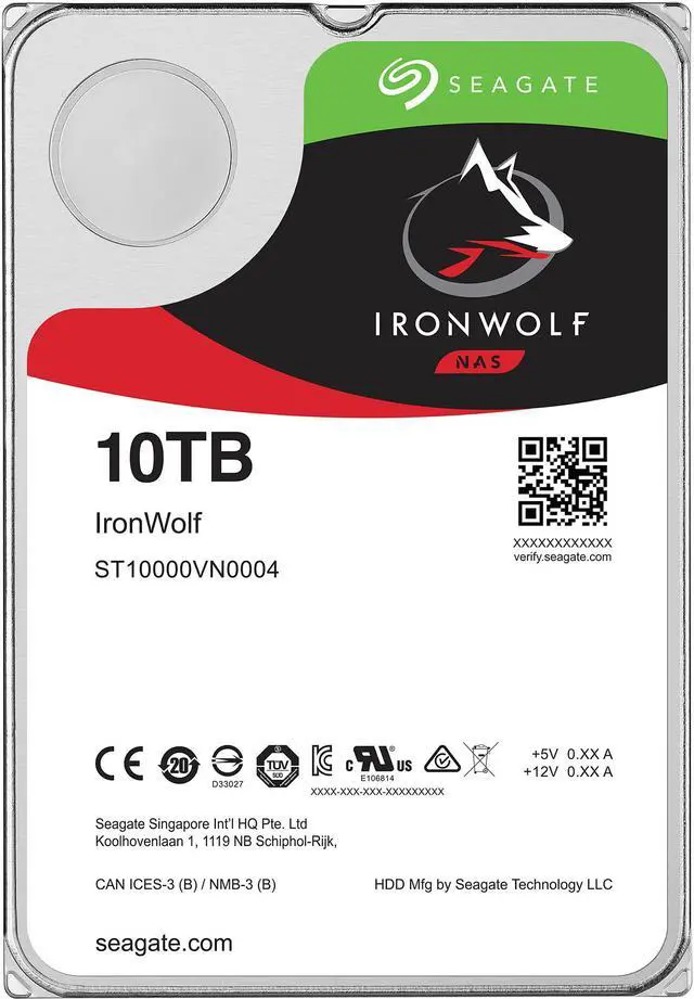 Alt view image 2 of 4 - Seagate IronWolf 10TB NAS Hard Drive 7200 RPM 256MB Cache SATA 6.0Gb/s CMR 3.5" Internal HDD for RAID Network Attached Storage ST10000VN0008