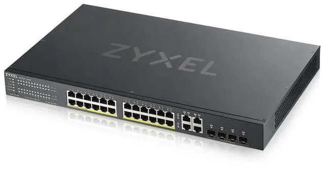 Alt view image 4 of 4 - ZyXEL 24-Port Gigabit Smart Nebula Cloud Managed PoE Switch, 24 PoE+ Ports at 375W with 4 SFP Uplinks, TAA Compliant, GS1920-24HPv2
