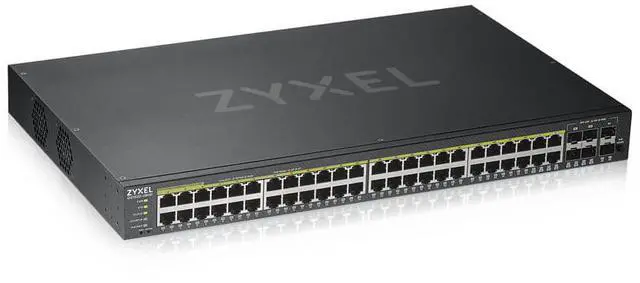 Main image of ZyXEL 48-Port Gigabit Smart Nebula Cloud Managed PoE Switch, 48 PoE+ Ports at 375W with 2 SFP Uplinks, TAA Compliant, GS1920-48HPv2