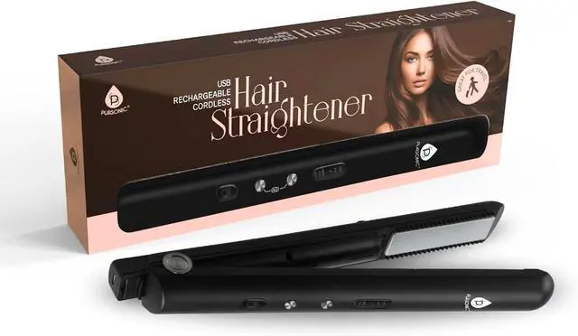 Alt view image 4 of 10 - Pursonic USB Rechargeable Cordless Hair Straightener with 2 * 4500mah Batteries - Portable Hair Straightener with 3 Temp Level, LED Indicators & Ceramic Coated Flat Iron (Black),RHS48BK