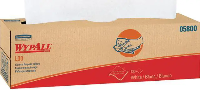 Main image of WypAll L30 DRC Towels (05800), Strong and Soft Wipes, White, 100 Sheets / Pop-Up Box, 8 Boxes / Case, 800 Wipes / Case