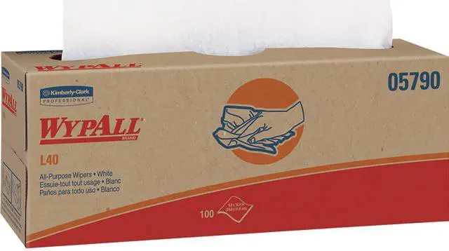 Main image of WypAll L40 Disposable Cleaning and Drying Towels (05790), Limited Use Towels, White, 9 Pop Up Boxes per Case, 100 Sheets per Box, 900 Sheets Total