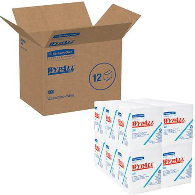 Alt view image 4 of 4 - WypAll X60 Reusable Cloths (34865) Quarterfold Washcloths, White, 76 Sheets / Pack, 12 Packs / Case, 912 Washcloths / Case