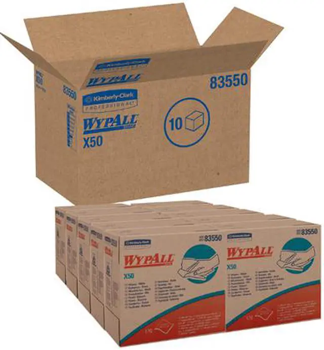 Alt view image 4 of 4 - WypAll X50 Disposable Cloths (83550), Strong for Extended Use, POP-UP Box, White, 10 Boxes / Case, 176 Sheets / Box, 1,760 Sheets / Case