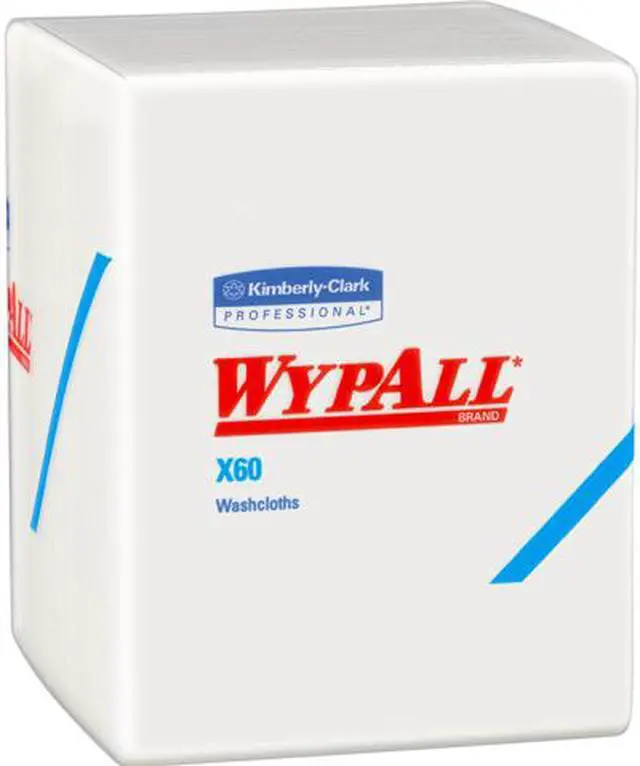 Main image of WypAll X60 Washcloths (41083) with Hydroknit, 12.5 x 10, White, Quarterfold, 8 Packs / Case, 70 Sheets / Pack