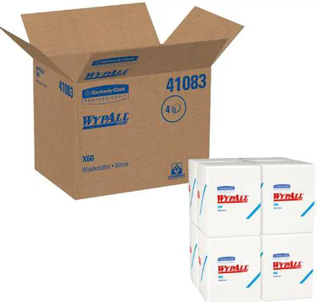 Alt view image 4 of 4 - WypAll X60 Washcloths (41083) with Hydroknit, 12.5 x 10, White, Quarterfold, 8 Packs / Case, 70 Sheets / Pack