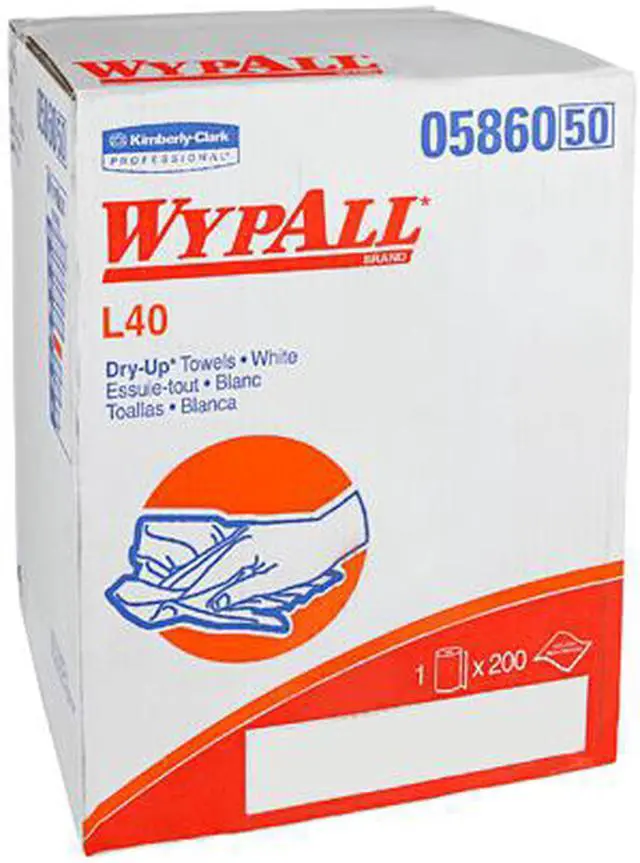 Alt view image 2 of 2 - WypAll L40 Disposable Cleaning and Drying Towels "DRY-UP" Towels (05860), Limited Use Towels, White, 1 Roll / Box, 200 Towels