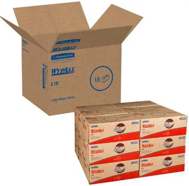 Alt view image 4 of 4 - WypAll L10 Disposable Towels (05322), Limited Use, 1-PLY, Pop-Up Box, White, 18 Boxes / Case, 125 Large Wipes / Box