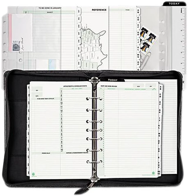 Day-Timer Woven Vinyl Starter Set 5 1/2 x 8 1/2 Black Cover 40671 ...