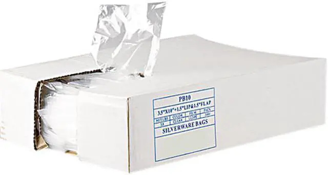 Main image of Inteplast Group PB10 Get Reddi Silverware Bags, 3 1/2 x 10 x 1 1/2, .7mil, Clear, 2000/Carton, 1 Carton