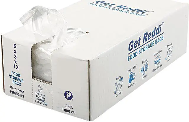 Main image of Inteplast Group PB060312 Get Reddi Food & Poly Bag, 6 x 3 x 12, 2qt, .68mil, Clear, 1000/Carton, 1 Carton