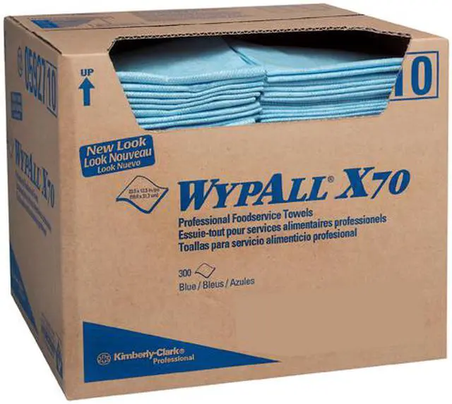 Alt view image 3 of 4 - WypAll X70 Extended Use Foodservice Towels Reusable Cloths (05927), Quarterfold, Blue, 1 Box, 300 Sheets
