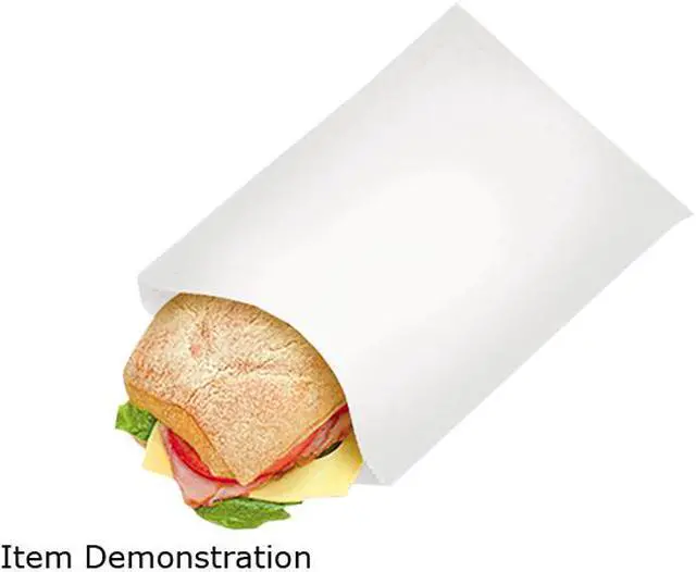 Main image of PB19 Grease-Resistant Sandwich/Pastry Bags, 6 x 3/4 x 7 1/4, White