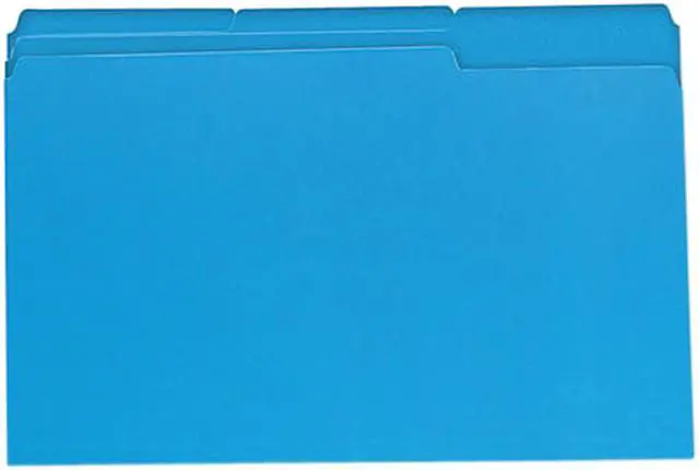 Main image of UNIVERSAL File Folders 1/3 Cut One-Ply Top Tab Legal Blue/Light Blue 100/Box 10521