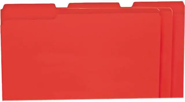 Main image of Universal Colored File Folders, 1/3 Cut One-Ply Top Tab, Legal, Red/Pink, 100/Box