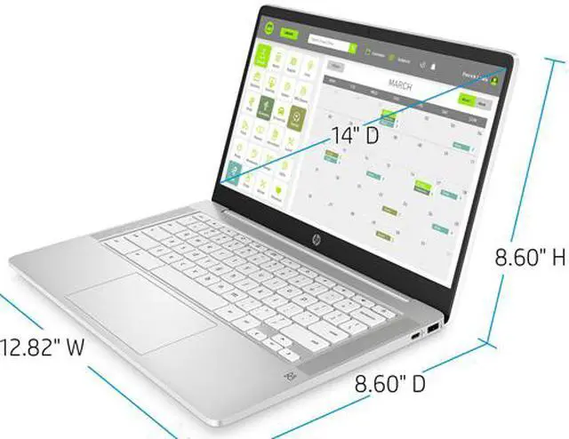Alt view image 3 of 7 - HP Chromebook 14-inch HD Laptop, Intel Celeron N4000, 4 GB RAM, 32 GB eMMC, Chrome (14a-na0020nr, Ceramic White) (9PG29UA#ABA)