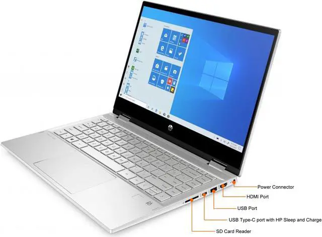 Alt view image 5 of 11 - HP Pavilion x360 14-dw1000 14-dw1010nr 14" Touchscreen 2 in 1 Notebook - Full HD - 1920 x 1080 - Intel Core i5 (11th Gen) i5-1135G7 Quad-core (4 Core) - 12 GB RAM - 256 GB SSD - Natural Silver