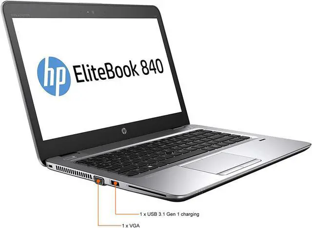 Alt view image 4 of 7 - HP EliteBook 840 G3 14.0-in Laptop - Intel Core i5 6300U 6th Gen 2.40 GHz 8GB 256GB SSD Windows 10 Pro 64-Bit - Webcam, Grade B