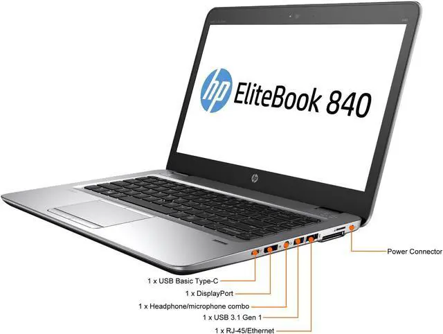 Alt view image 6 of 7 - HP EliteBook 840 G3 14.0-in Laptop - Intel Core i5 6300U 6th Gen 2.40 GHz 8GB 256GB SSD Windows 10 Pro 64-Bit - Webcam, Grade B