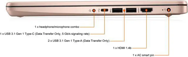 Alt view image 6 of 7 - HP 14 Series 14" Touchscreen Laptop - Intel Celeron N4020 - 4GB RAM - 64 GB eMMC - Windows 10 Home in S mode - Pale Rose Gold  14-dq0070nr (47X82UA#ABA)