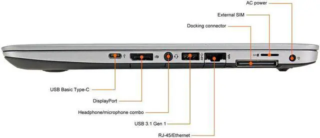 Alt view image 3 of 4 - HP EliteBook 840 G3 14.0-in Laptop - Intel Core i7 6600U 6th Gen 2.60 GHz 16GB 256GB SSD Windows 10 Pro 64-Bit - Bluetooth, Webcam
