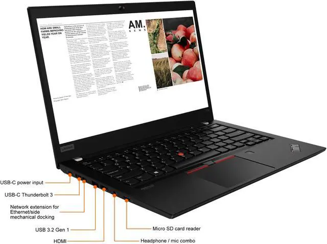 Alt view image 9 of 11 - Lenovo ThinkPad T14 14" Laptop i5-10310U 8GB 512GB SSD Black Windows 10 Pro