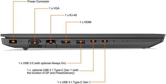 Alt view image 6 of 7 - Lenovo V330-15IKB 15.6-in Laptop - Intel Core i5 7200U 7th Gen 2.50 GHz 8GB 256GB SSD DVD-RW Windows 10 Pro 64-Bit - Bluetooth, Webcam