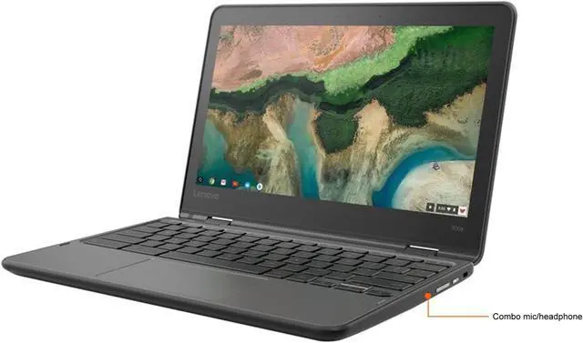 Alt view image 2 of 12 - Lenovo 300e Chromebook 2nd Gen AST 82CE001LUS 11.6" Touchscreen Rugged 2 in 1 Chromebook - HD - 1366 x 768 - AMD A-Series A4-9120C Dual-core (2 Core) 1.60 GHz - 4 GB RAM - 32 GB Flash Memory - Black