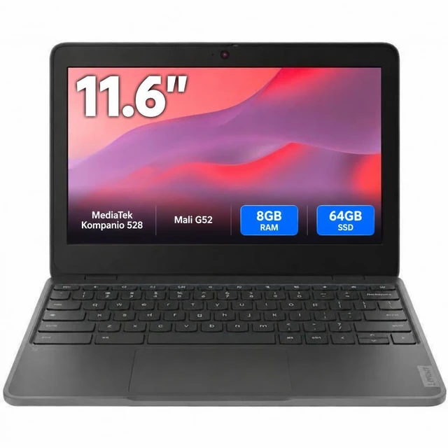 Main image of Lenovo 100e Chromebook Gen 4 11.6" MediaTek Kompanio 528 Mali G52 8GB Memory 64GB SSD Chrome OS 82W0001FUS