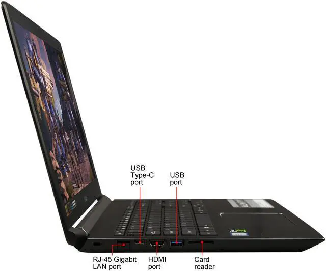 Alt view image 4 of 8 - Acer Aspire 7 A715-72G-79R9 15.6" FHD IPS GTX 1050 Ti i7-8750H 8 GB Memory 256 GB SSD Windows 10 Home Gaming Laptop