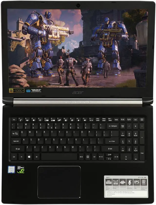 Alt view image 6 of 8 - Acer Aspire 7 A715-72G-79R9 15.6" FHD IPS GTX 1050 Ti i7-8750H 8 GB Memory 256 GB SSD Windows 10 Home Gaming Laptop