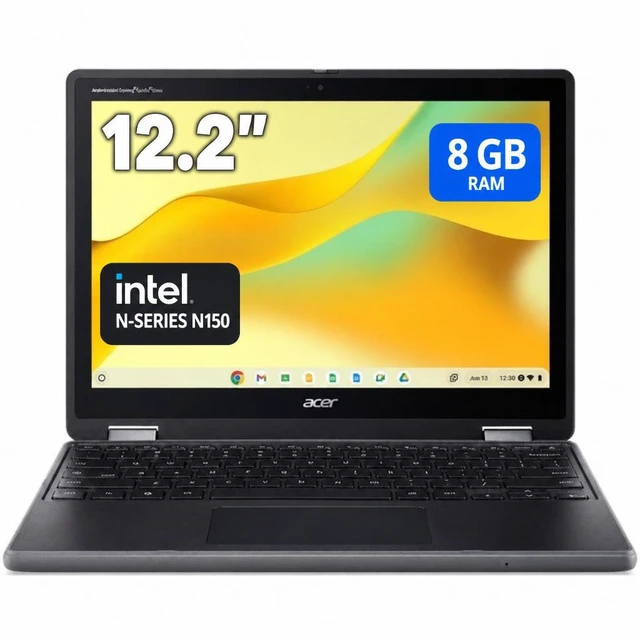 Main image of Acer Chromebook Spin 512 R857T R857T-C54W 12.2" Touchscreen Convertible 2 in 1 Chromebook - WUXGA - 60 Hz - Intel N-Series N150 - 8 GB - 64 GB Flash Memory - English (US) Keyboard - Black - Intel