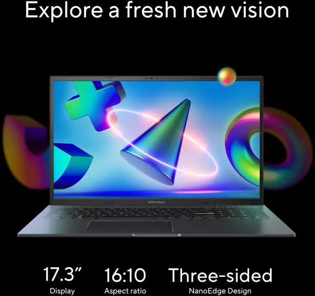 Alt view image 3 of 9 - ASUS Vivobook 17X Laptop - Intel i9 13900H - 16GB RAM 1TB SSD - Indie Black (K3704VA-DS96)