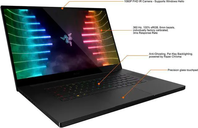Alt view image 5 of 14 - Razer Blade 17 RZ09-0406BEC3-R3U1 17.3" FHD 360 Hz Intel Core i7 11th Gen 11800H (2.30 GHz) NVIDIA GeForce RTX 3070 Laptop GPU 16 GB Memory 1 TB PCIe SSD Windows 10 Home 64-bit Gaming Laptop