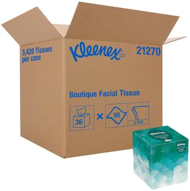 Alt view image 5 of 5 - Kleenex Professional Facial Tissue Cube for Business (21270), Upright Face Tissue Box, 36 Boxes / Case, 95 Tissues / Box, 3,420 Tissues / Case