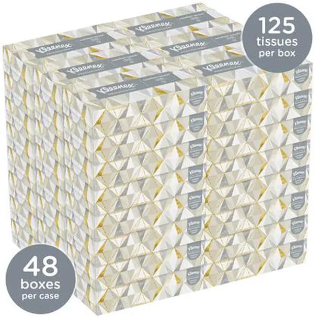 Alt view image 5 of 6 - Kleenex Professional Facial Tissue for Business (21606), Flat Tissue Boxes, 48 Boxes / Case, 125 Tissues / Box