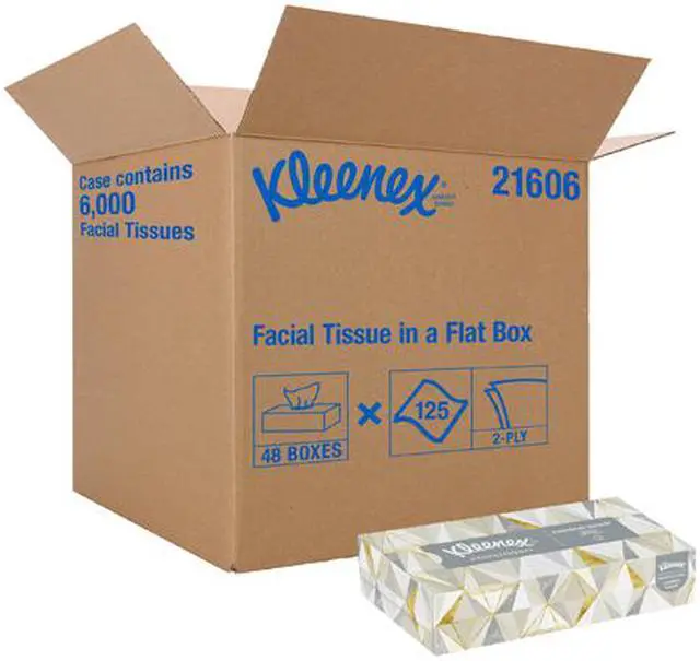 Alt view image 6 of 6 - Kleenex Professional Facial Tissue for Business (21606), Flat Tissue Boxes, 48 Boxes / Case, 125 Tissues / Box