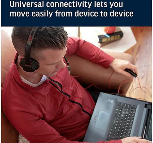 Alt view image 5 of 6 - Poly - Blackwire 5220 USB-A Headset (Plantronics) - Wired, Dual Ear (Stereo) Computer Headset with Boom Mic - USB-A, 3.5 mm to connect to your PC, Mac, Tablet and/or Cell Phone