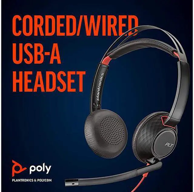 Alt view image 6 of 6 - Poly - Blackwire 5220 USB-A Headset (Plantronics) - Wired, Dual Ear (Stereo) Computer Headset with Boom Mic - USB-A, 3.5 mm to connect to your PC, Mac, Tablet and/or Cell Phone