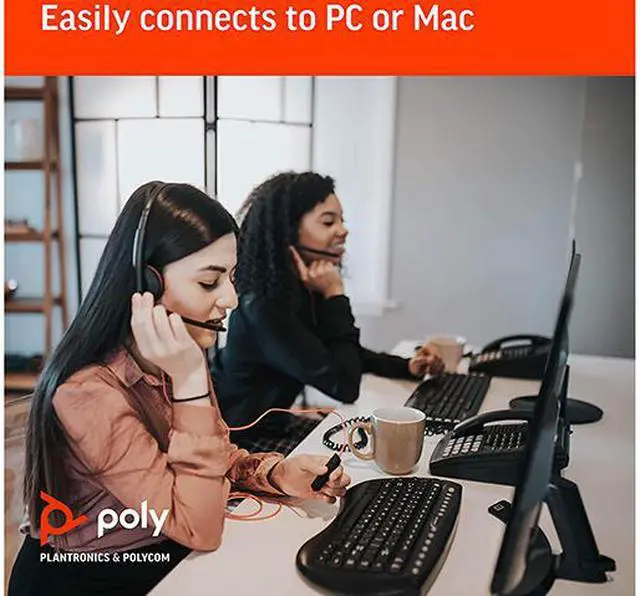 Alt view image 4 of 5 - Poly - Blackwire 3210 - Wired, Single Ear (Monaural) Headset (Plantronics) with Boom Mic - USB-A to connect to your PC and/or Mac