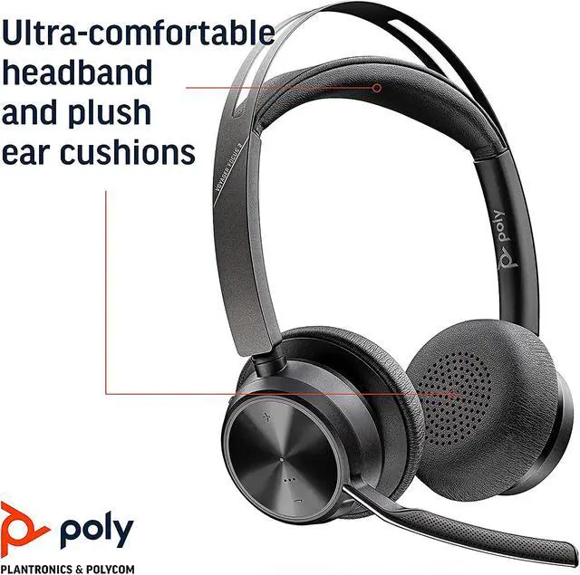 Alt view image 3 of 7 - Poly - Voyager Focus 2 UC USB-A Headset with Stand (Plantronics) - Bluetooth (Stereo) Headset with Boom Mic - USB-A PC/Mac Compatible - Active Noise Canceling - Works w/ Teams, Zoom (Certified) & More